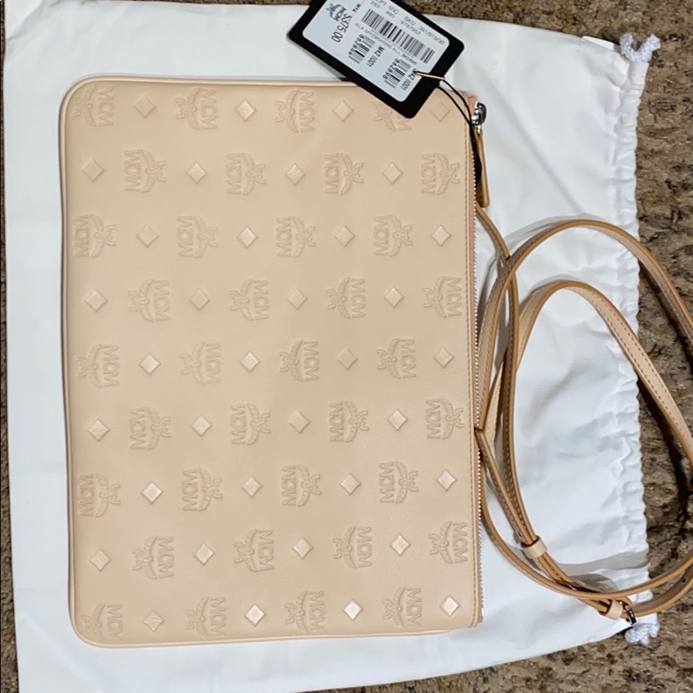 MCM Klara Medium Monogrammed Leather Clutch Bag